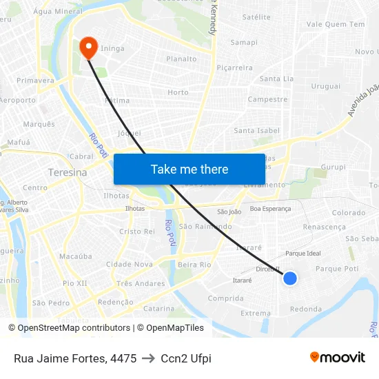 Rua Jaime Fortes, 4475 to Ccn2 Ufpi map