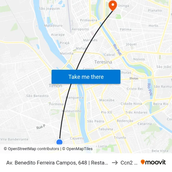 Av. Benedito Ferreira Campos, 648 | Restaurante Da Nega to Ccn2 Ufpi map