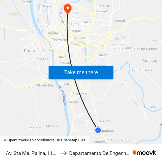 Av. Sta Me. Palina, 1178 | Praça Do Esplanada to Departamento De Engenharia De Produção - Ct - Ufpi map