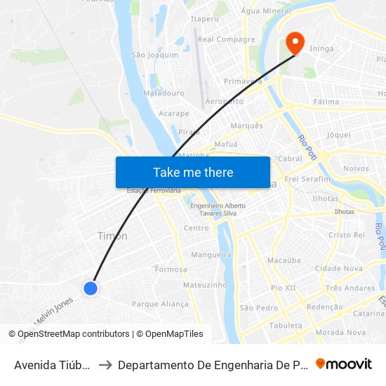 Avenida Tiúba, 1810b to Departamento De Engenharia De Produção - Ct - Ufpi map