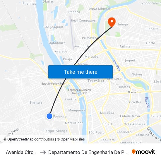 Avenida Circular, 401 to Departamento De Engenharia De Produção - Ct - Ufpi map