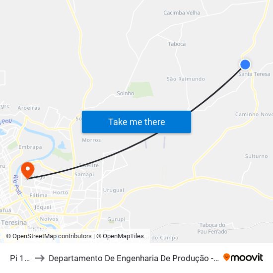 Pi 113 to Departamento De Engenharia De Produção - Ct - Ufpi map