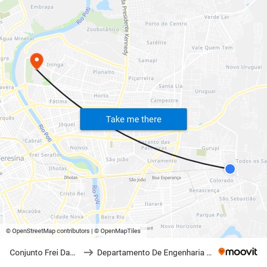 Conjunto Frei Damiao Qu 26, 21 to Departamento De Engenharia De Produção - Ct - Ufpi map