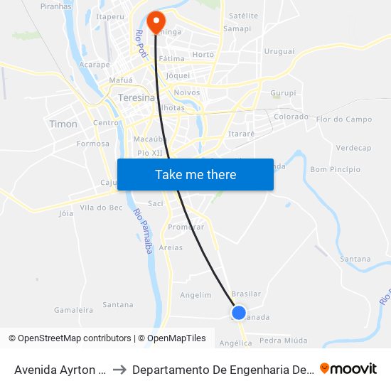 Avenida Ayrton Sena, 3333 to Departamento De Engenharia De Produção - Ct - Ufpi map