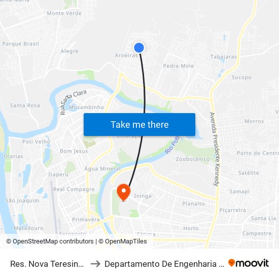 Res. Nova Teresina-Quadra 63, 05 to Departamento De Engenharia De Produção - Ct - Ufpi map