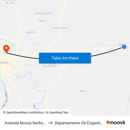 Avenida Nossa Senhora De Fátima, 314-444 to Departamento De Engenharia De Produção - Ct - Ufpi map