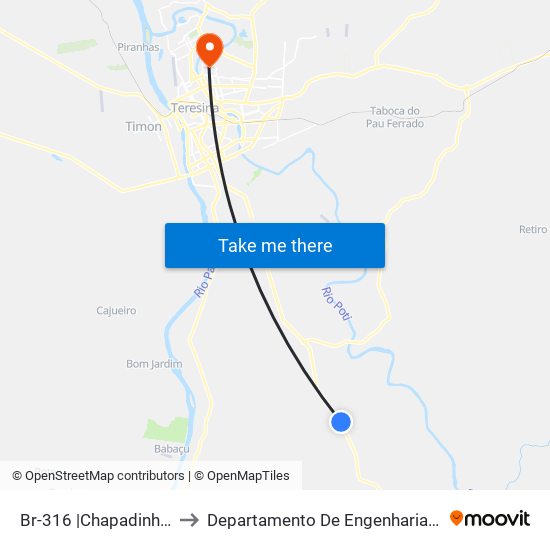 Br-316 |Chapadinha Sul (Sent. Sul) to Departamento De Engenharia De Produção - Ct - Ufpi map