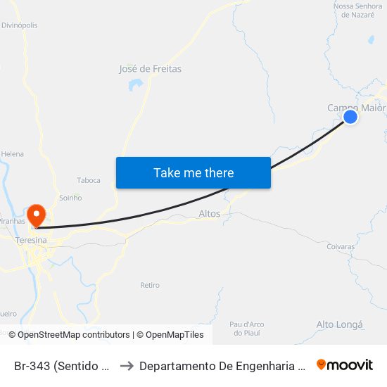 Br-343 (Sentido Campo Maior) to Departamento De Engenharia De Produção - Ct - Ufpi map