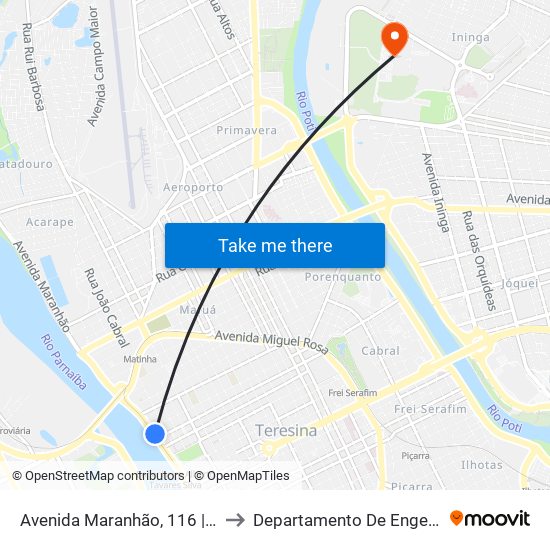 Avenida Maranhão, 116 | Lojão Paraiba (Intermunicipal) to Departamento De Engenharia De Produção - Ct - Ufpi map