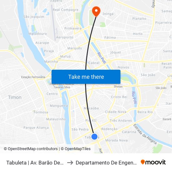 Tabuleta | Av. Barão De Gurgueia - Sentido Centro to Departamento De Engenharia De Produção - Ct - Ufpi map