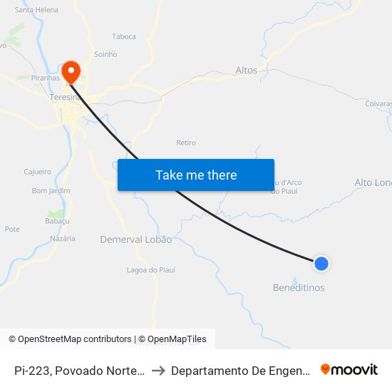 Pi-223, Povoado Norte Sentido Beneditinos (02) to Departamento De Engenharia De Produção - Ct - Ufpi map