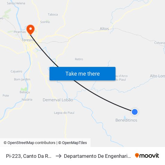 Pi-223, Canto Da Roça Sentido Altos to Departamento De Engenharia De Produção - Ct - Ufpi map