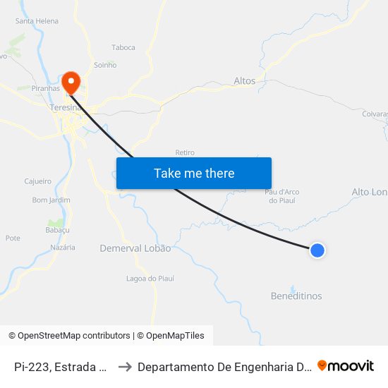 Pi-223, Estrada Do São Pedro to Departamento De Engenharia De Produção - Ct - Ufpi map