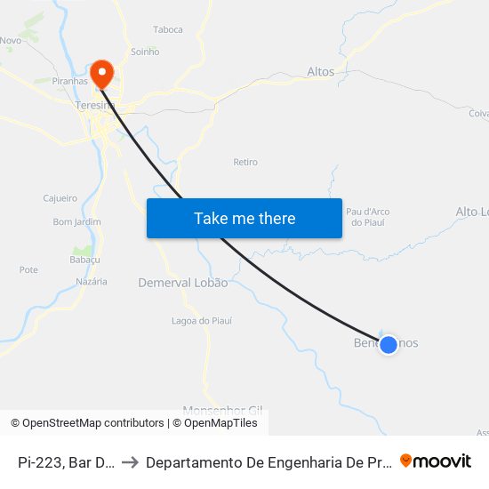 Pi-223, Bar Da Glória to Departamento De Engenharia De Produção - Ct - Ufpi map