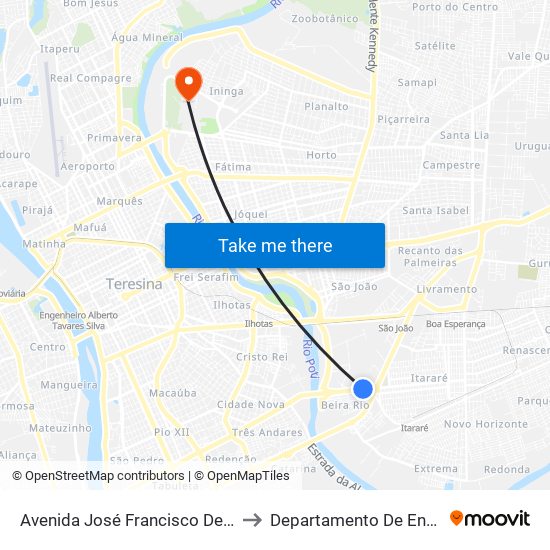 Avenida José Francisco De Almeida Neto, 2116 | Assaí Atacadista to Departamento De Engenharia De Produção - Ct - Ufpi map