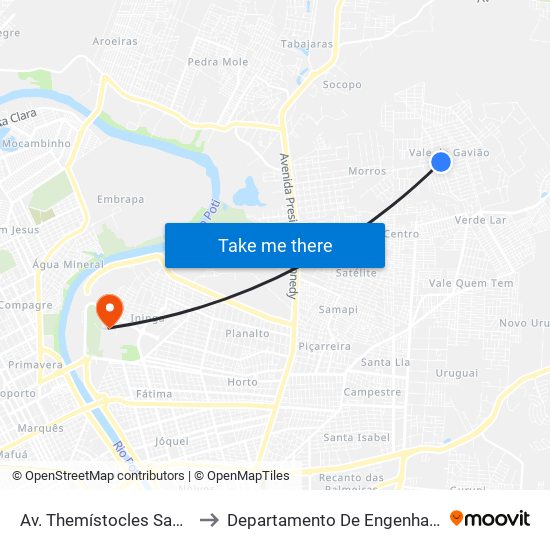 Av. Themístocles Sampaio, 802 | Quadra R to Departamento De Engenharia De Produção - Ct - Ufpi map