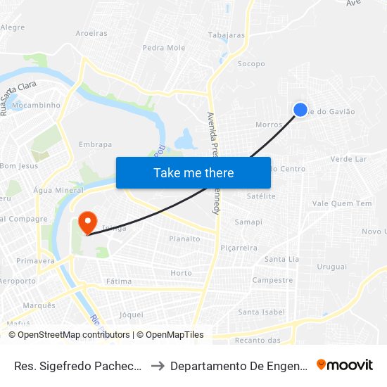 Res. Sigefredo Pacheco / Rua 3, 3079 | Quadra Bl to Departamento De Engenharia De Produção - Ct - Ufpi map