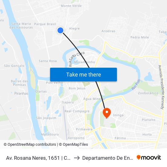 Av. Rosana Neres, 1651 | Cmei Profº Roberto Gonçalves De Freitas to Departamento De Engenharia De Produção - Ct - Ufpi map