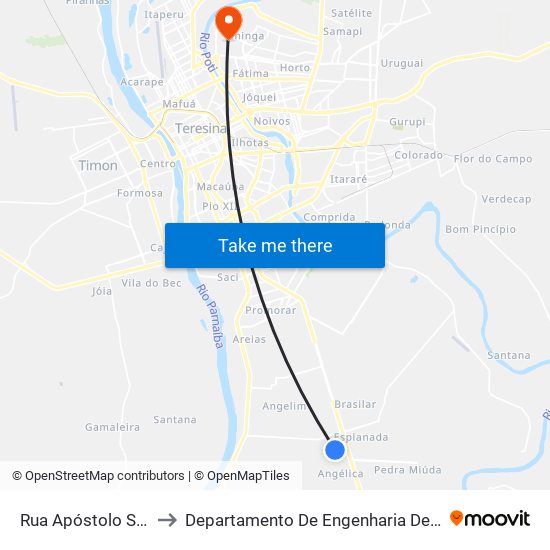 Rua Apóstolo Simão, 4352 to Departamento De Engenharia De Produção - Ct - Ufpi map