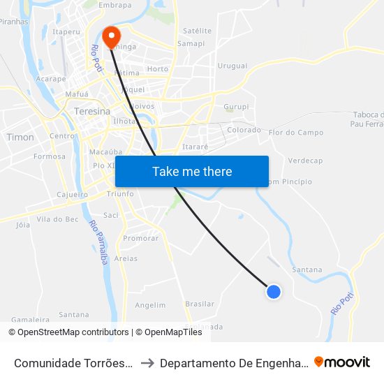 Comunidade Torrões - Rua Da Viagem, 351 to Departamento De Engenharia De Produção - Ct - Ufpi map