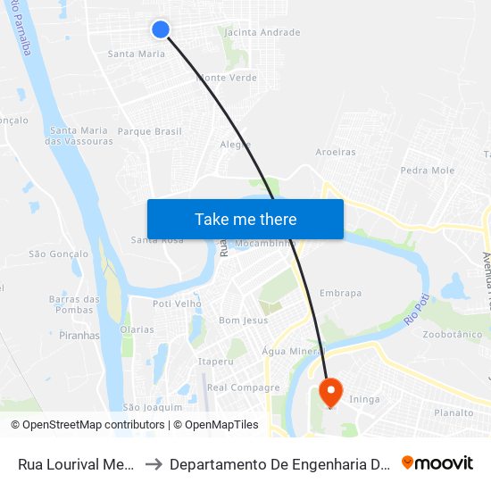 Rua Lourival Mesquita, 2489 to Departamento De Engenharia De Produção - Ct - Ufpi map