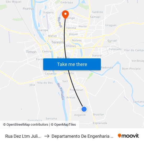 Rua Dez Ltm Julio Soares V, 16 to Departamento De Engenharia De Produção - Ct - Ufpi map