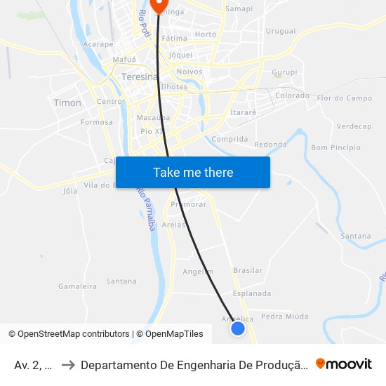 Av. 2, 275 to Departamento De Engenharia De Produção - Ct - Ufpi map