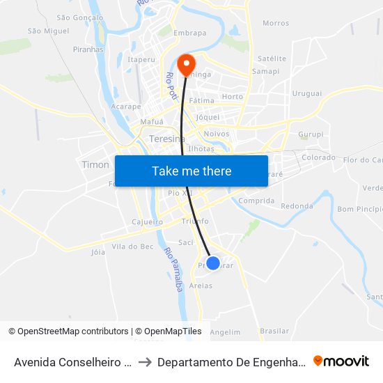 Avenida Conselheiro Alcides Nunes, 2500 to Departamento De Engenharia De Produção - Ct - Ufpi map