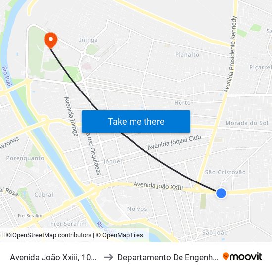 Avenida João Xxiii, 10999 | Subestação Jockey to Departamento De Engenharia De Produção - Ct - Ufpi map