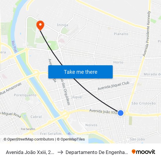 Avenida João Xxiii, 2469 | Lojão Do Peixe to Departamento De Engenharia De Produção - Ct - Ufpi map