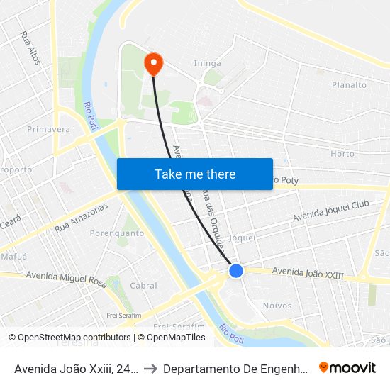 Avenida João Xxiii, 245 | Defensoria Pública to Departamento De Engenharia De Produção - Ct - Ufpi map