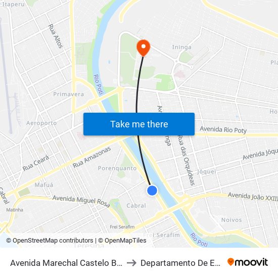 Avenida Marechal Castelo Branco, 1287 | Câmara Municipal De Teresina to Departamento De Engenharia De Produção - Ct - Ufpi map