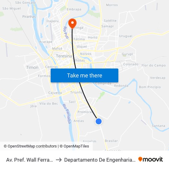 Av. Pref. Wall Ferraz / Br 316, 1276 to Departamento De Engenharia De Produção - Ct - Ufpi map