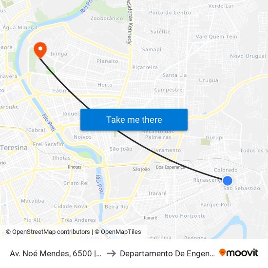 Av. Noé Mendes, 6500 | Lateral Da Upa Renascença to Departamento De Engenharia De Produção - Ct - Ufpi map