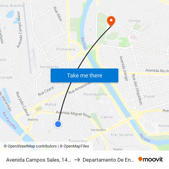 Avenida Campos Sales, 1480 | Próximo Ao Instituto Dom Barreto to Departamento De Engenharia De Produção - Ct - Ufpi map