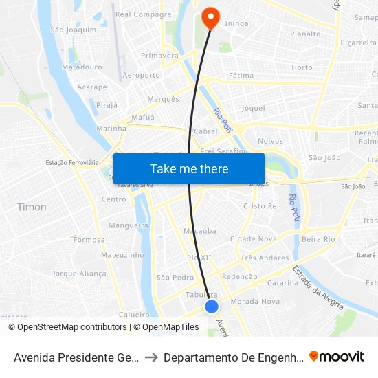 Avenida Presidente Getúlio Vargas, 730 | Chesf to Departamento De Engenharia De Produção - Ct - Ufpi map