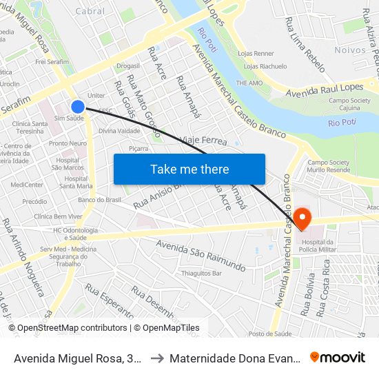 Avenida Miguel Rosa, 3200 | Cassi to Maternidade Dona Evangelina Rosa map