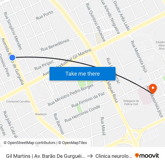 Gil Martins | Av. Barão De Gurguéia - Sentido Bairro to Clinica neurologica HUT map