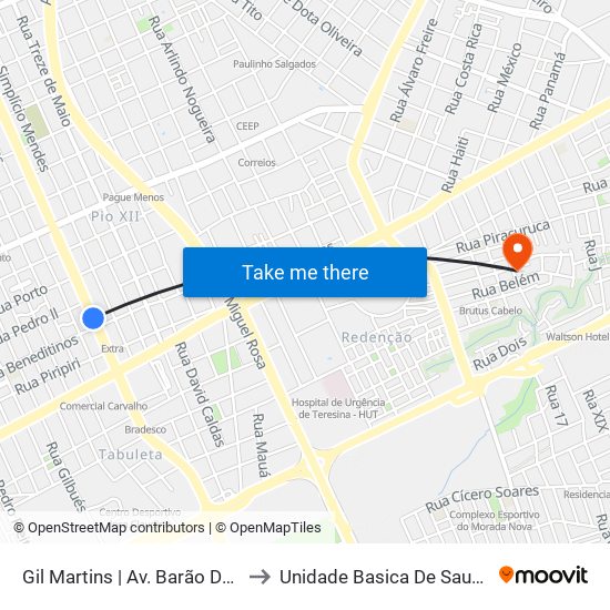 Gil Martins | Av. Barão De Gurguéia - Sentido Bairro to Unidade Basica De Saude Nossa Senhora Da Paz map