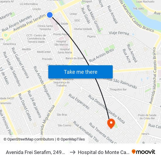 Avenida Frei Serafim, 2492 | Hgv to Hospital do Monte Castelo map