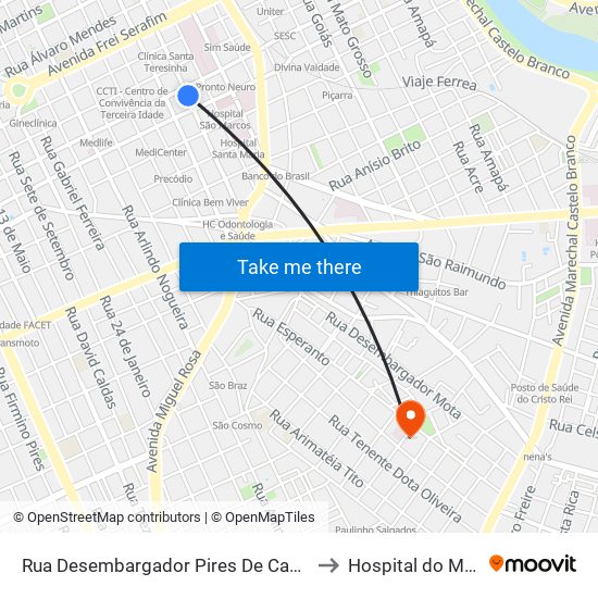 Rua Desembargador Pires De Castro, 381 | Drogaria Globo to Hospital do Monte Castelo map