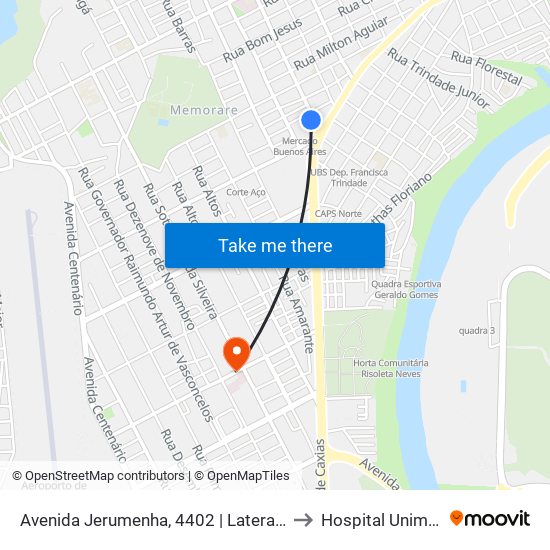Avenida Jerumenha, 4402 | Lateral Do Terminal Buenos Aires to Hospital Unimed Primavera map