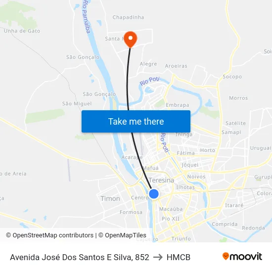 Avenida José Dos Santos E Silva, 852 to HMCB map