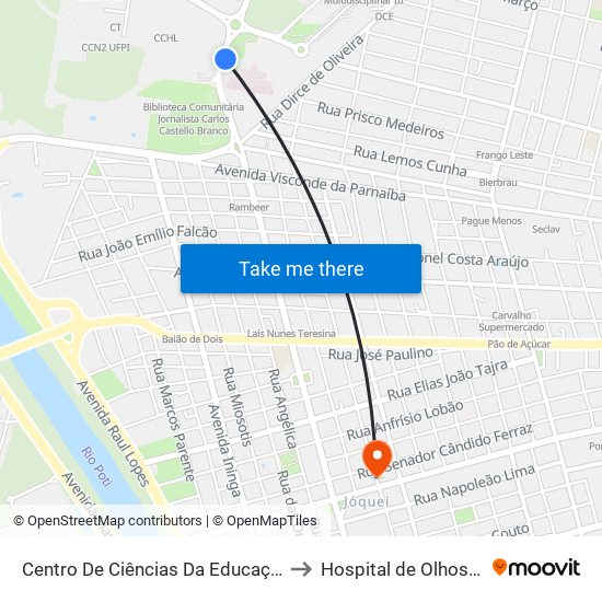 Centro De Ciências Da Educação - Cce 01| Acesso Hu to Hospital de Olhos Francisco Vilar map