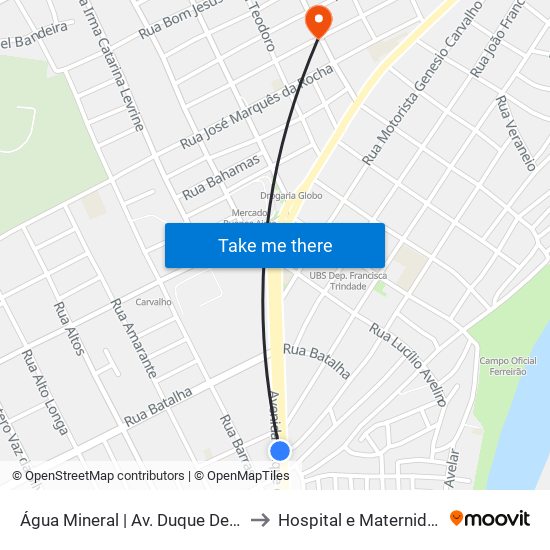 Água Mineral | Av. Duque De Caxias - Sentido Bairro to Hospital e Maternidade Buenos Aires map