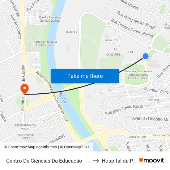 Centro De Ciências Da Educação - Cce 13 | Acesso Hu to Hospital da Primavera map