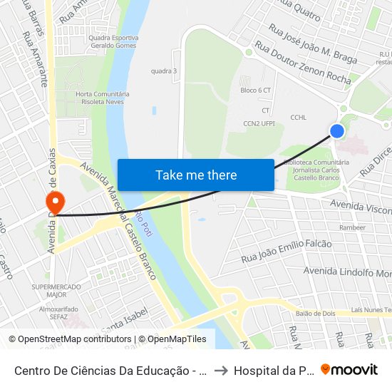 Centro De Ciências Da Educação - Cce 01| Acesso Hu to Hospital da Primavera map