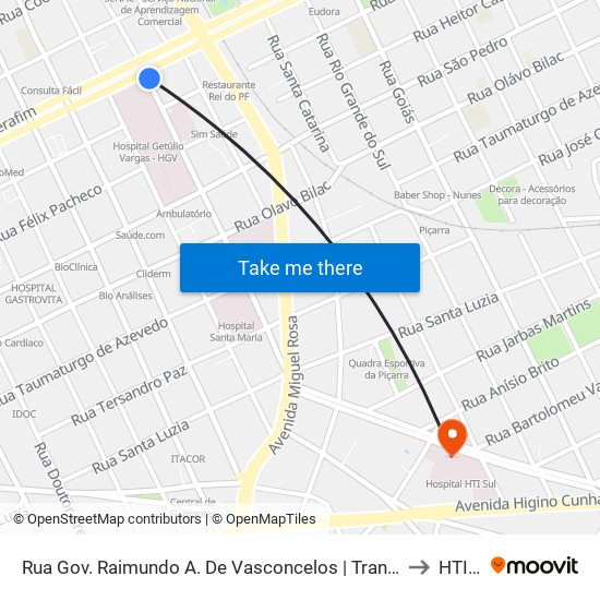 Rua Gov. Raimundo A. De Vasconcelos | Transporte Alternativo to HTI Sul map