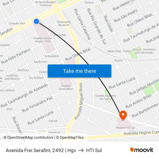 Avenida Frei Serafim, 2492 | Hgv to HTI Sul map