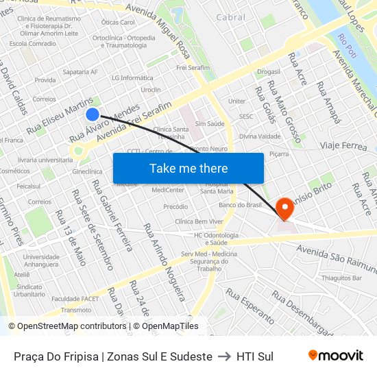 Praça Do Fripisa | Zonas Sul E Sudeste to HTI Sul map